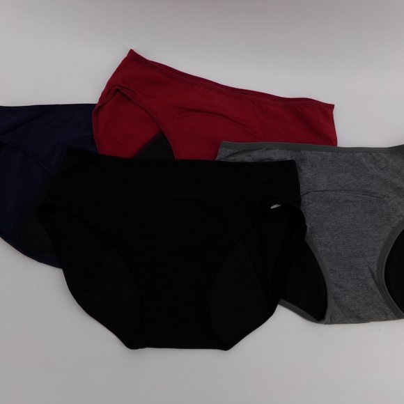 4 Pack of Period Panties cotton quick dry hip-hugger solid color - Picture 1 of 10
